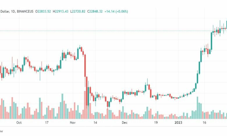 تحليل البيتكوين دولار-BTCUSD-31-1-2023