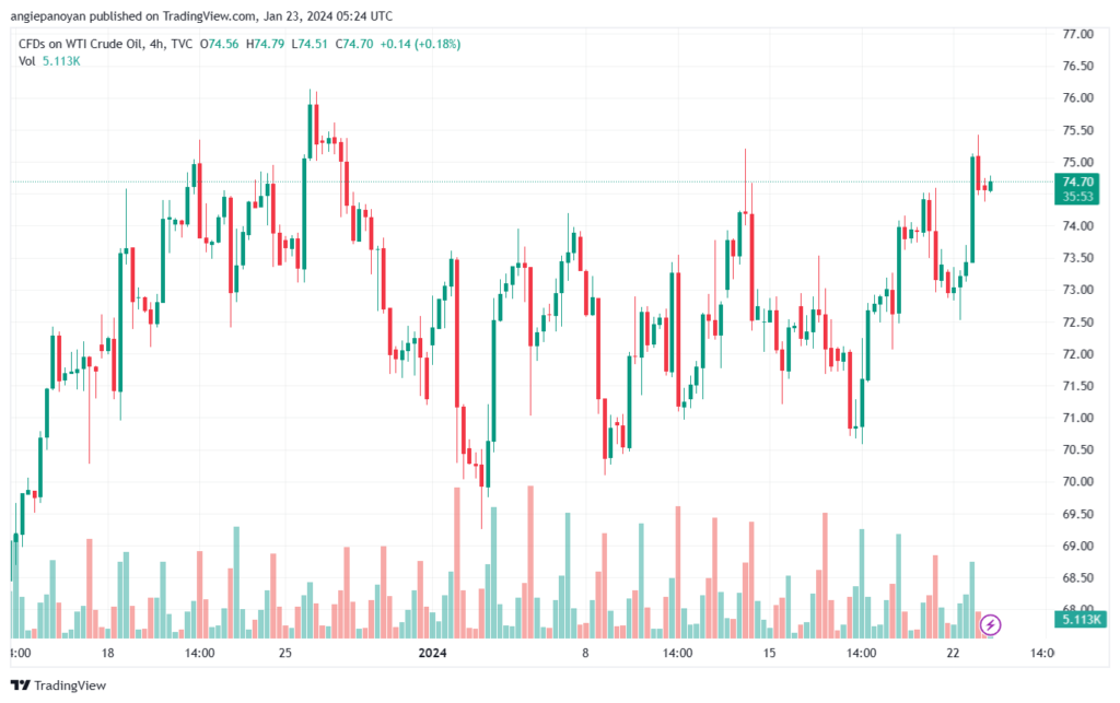 تحليل النفط CRUDE OIL - 23/1/2024
