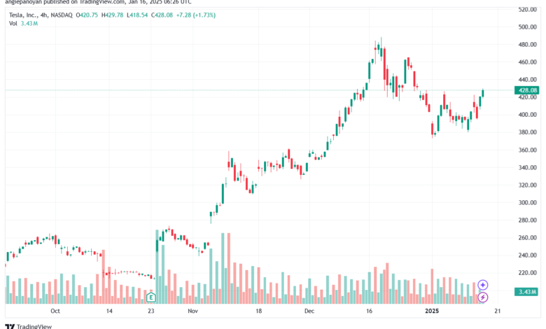 تحليل سهم تسلا الفني TSLA-16-1-2025