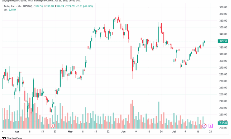 تحليل سهم تسلا الفني TSLA 21-7-2025
