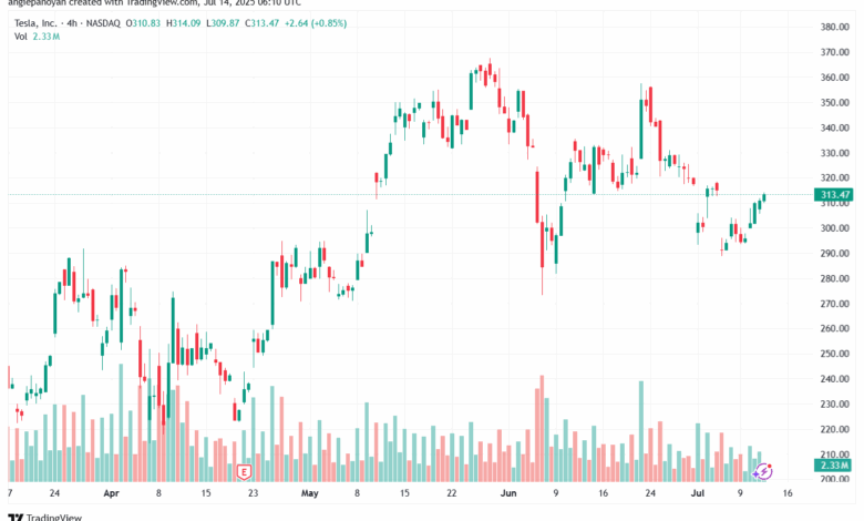 تحليل سهم تسلا الفني TSLA 14-7-2025