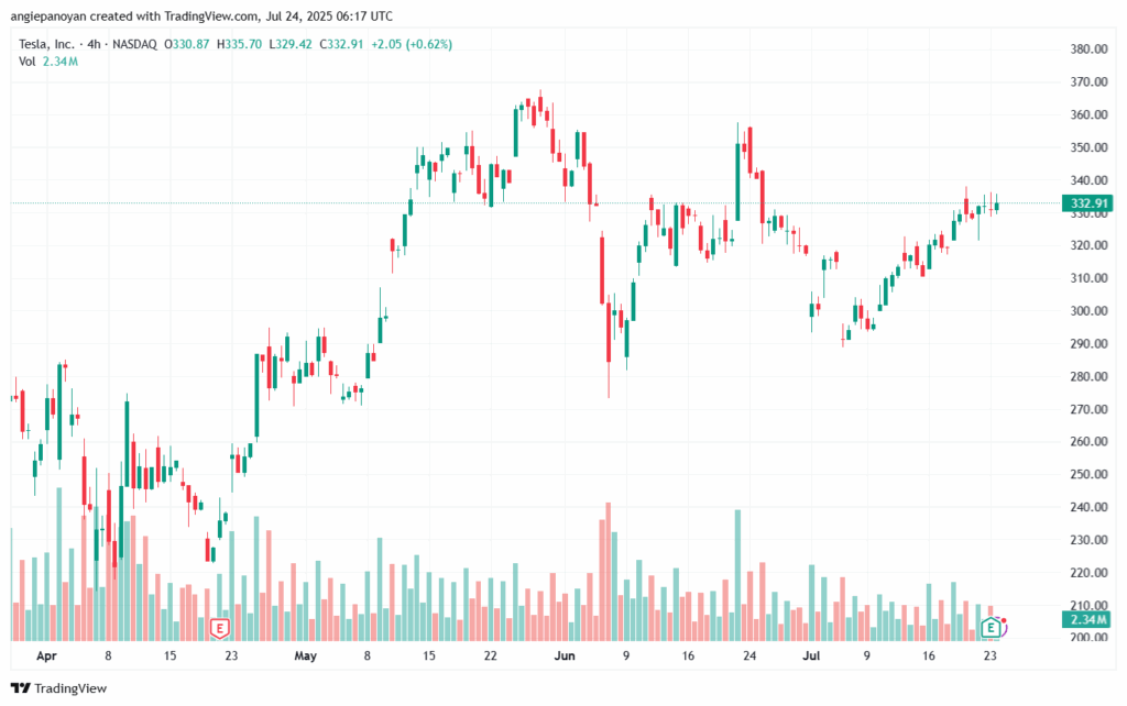 تحليل سهم تسلا الفني TSLA 24-7-2025