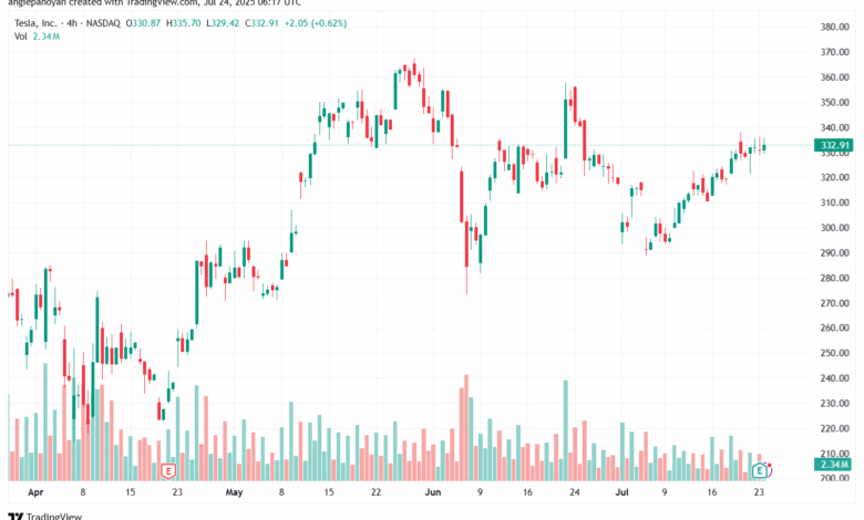 تحليل سهم تسلا الفني TSLA 24-7-2025