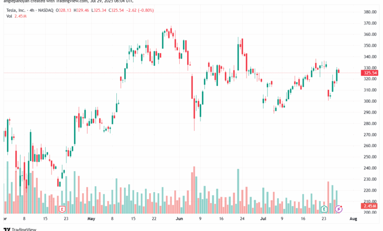 تحليل سهم تسلا الفني TSLA 29-7-2025