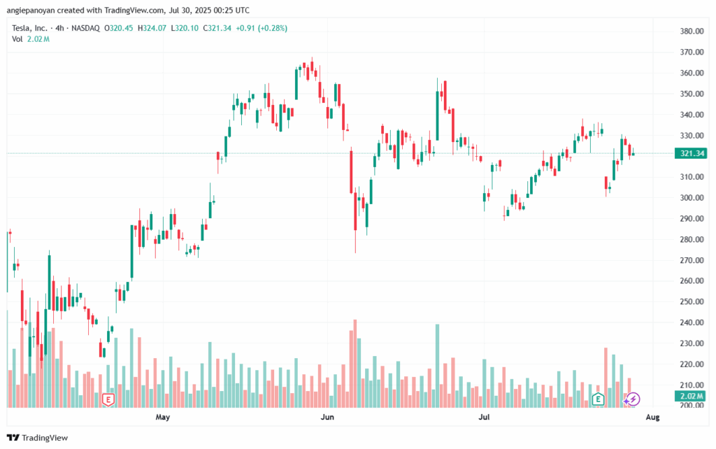 تحليل سهم تسلا الفني TSLA 30-7-2025