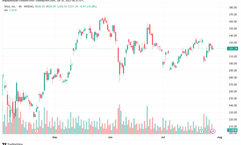 تحليل سهم تسلا الفني TSLA 30-7-2025