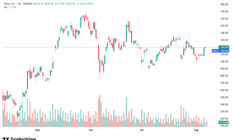 تحليل سهم تسلا الفني TSLA 7-8-2025