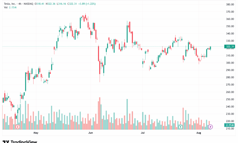 تحليل سهم تسلا الفني TSLA 8-8-2025