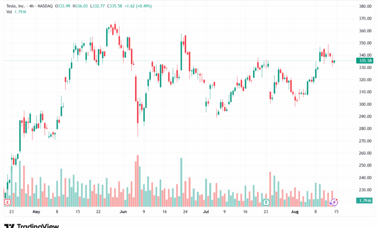 تحليل سهم تسلا الفني TSLA 15-8-2025