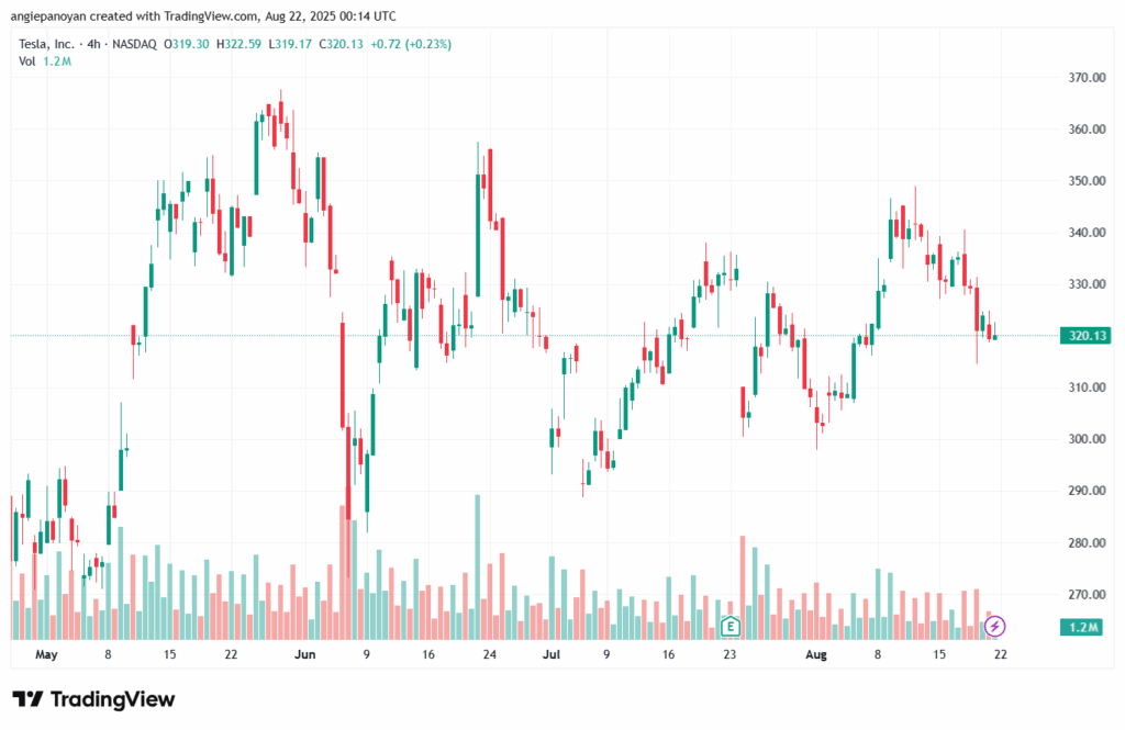 تحليل سهم تسلا الفني TSLA 22-8-2025