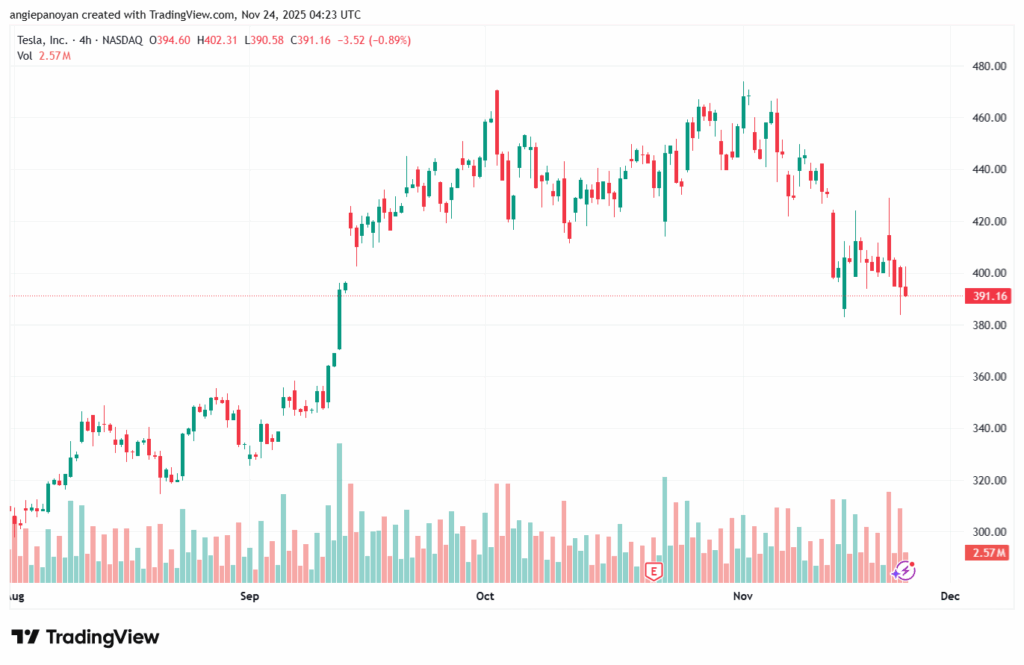 تحليل سهم تسلا الفني TSLA -24-11-2025
