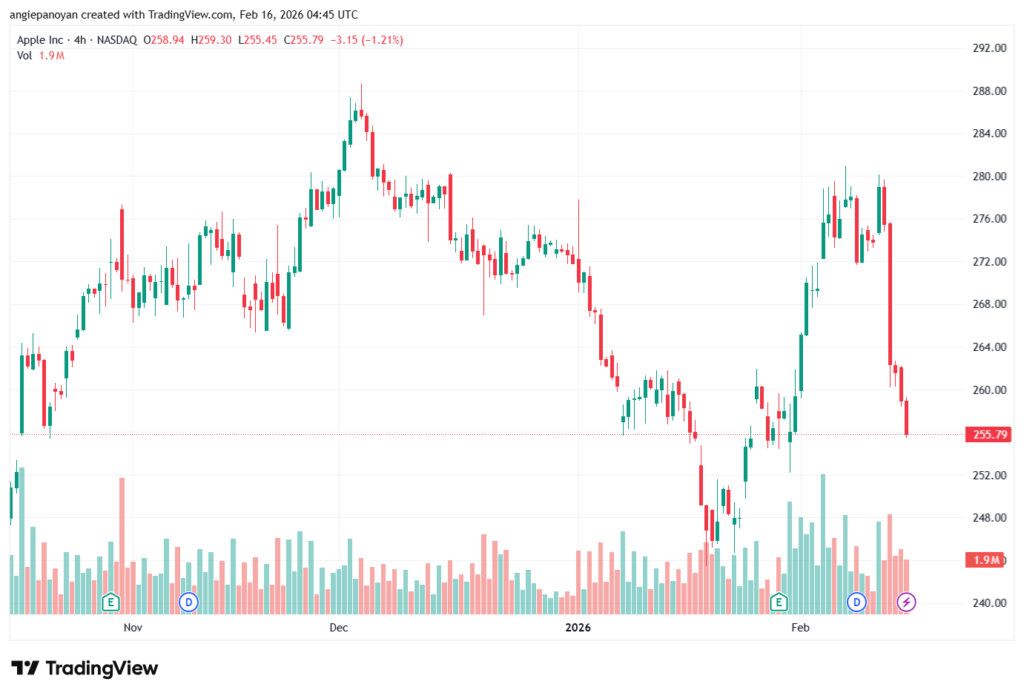 تحليل سهم ابل الفني APPLE-16-02-2026