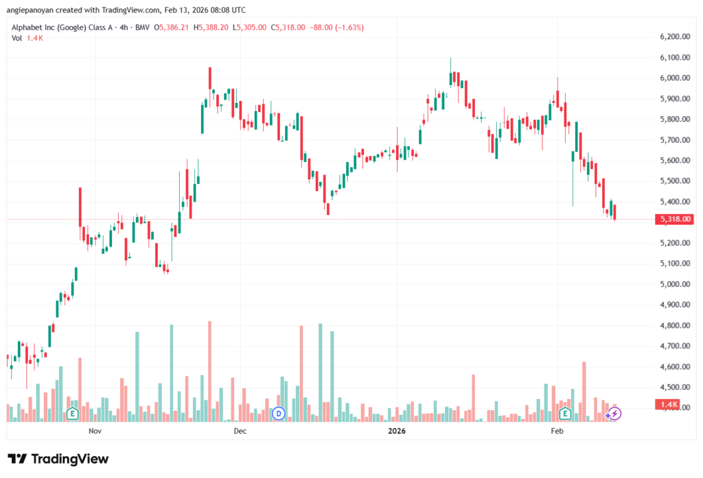 تحليل سهم جوجل الفني Google 13-02-2026