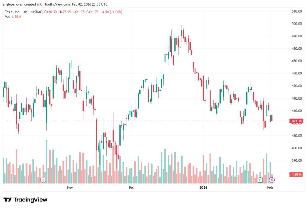 تحليل سهم تسلا الفني TSLA -3-02-2026