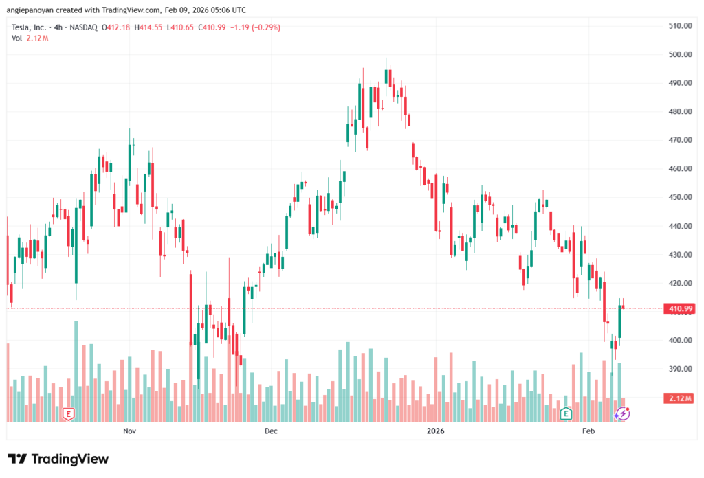 تحليل سهم تسلا الفني TSLA -9-02-2026
