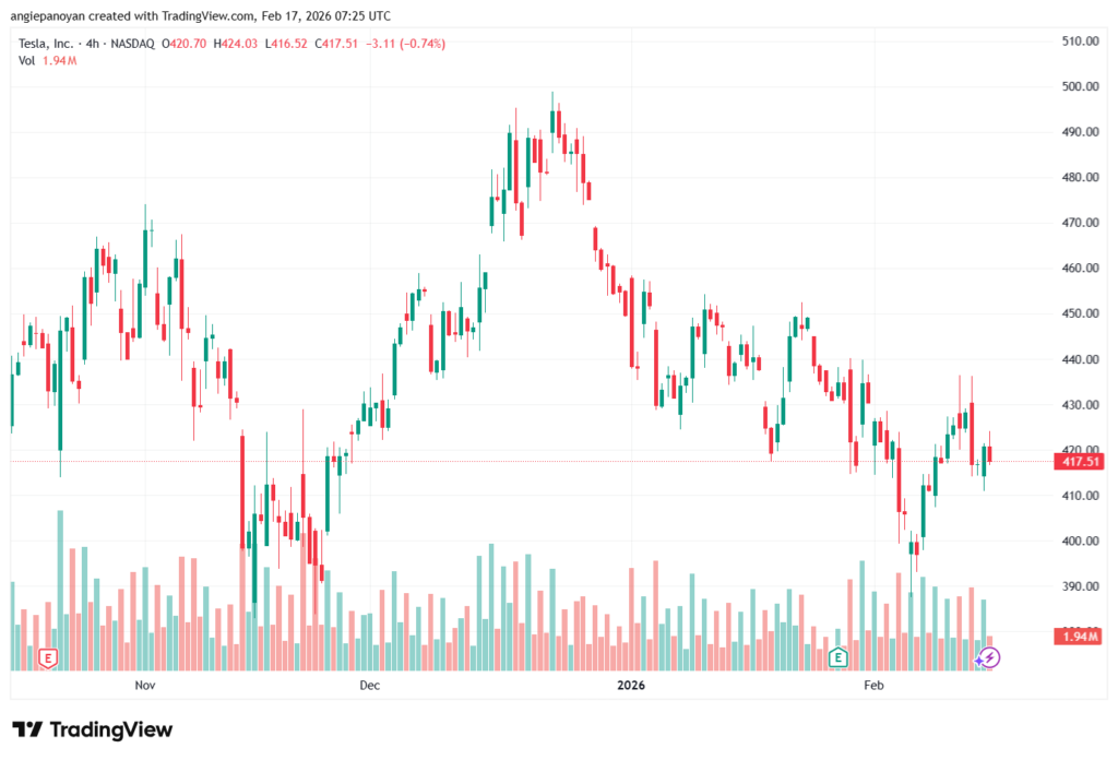 تحليل سهم تسلا الفني TSLA -17-02-2026