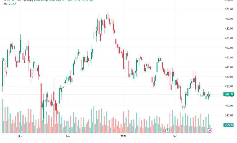 تحليل سهم تسلا الفني TSLA -23-02-2026