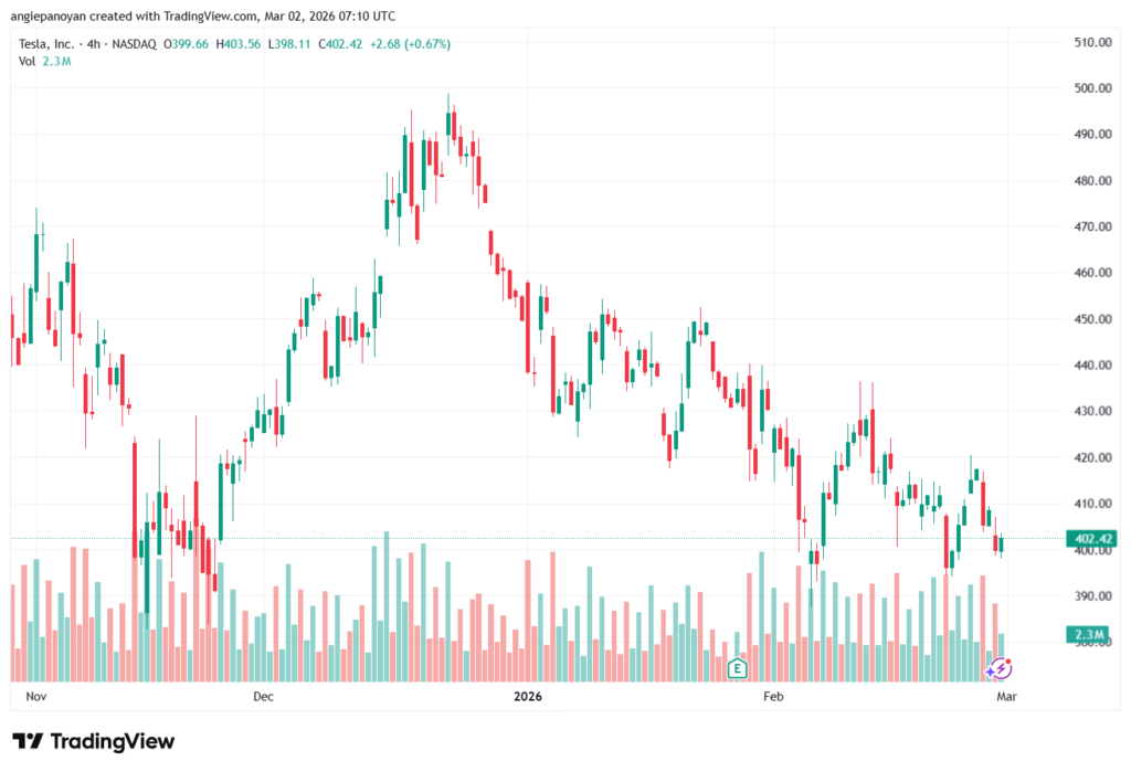 تحليل سهم تسلا الفني TSLA -02-03-2026